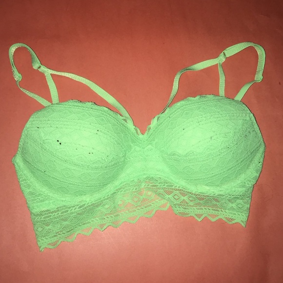 PINK Victoria's Secret Other - victoria’s secret PINK neon green geo lace strappy pushup bra